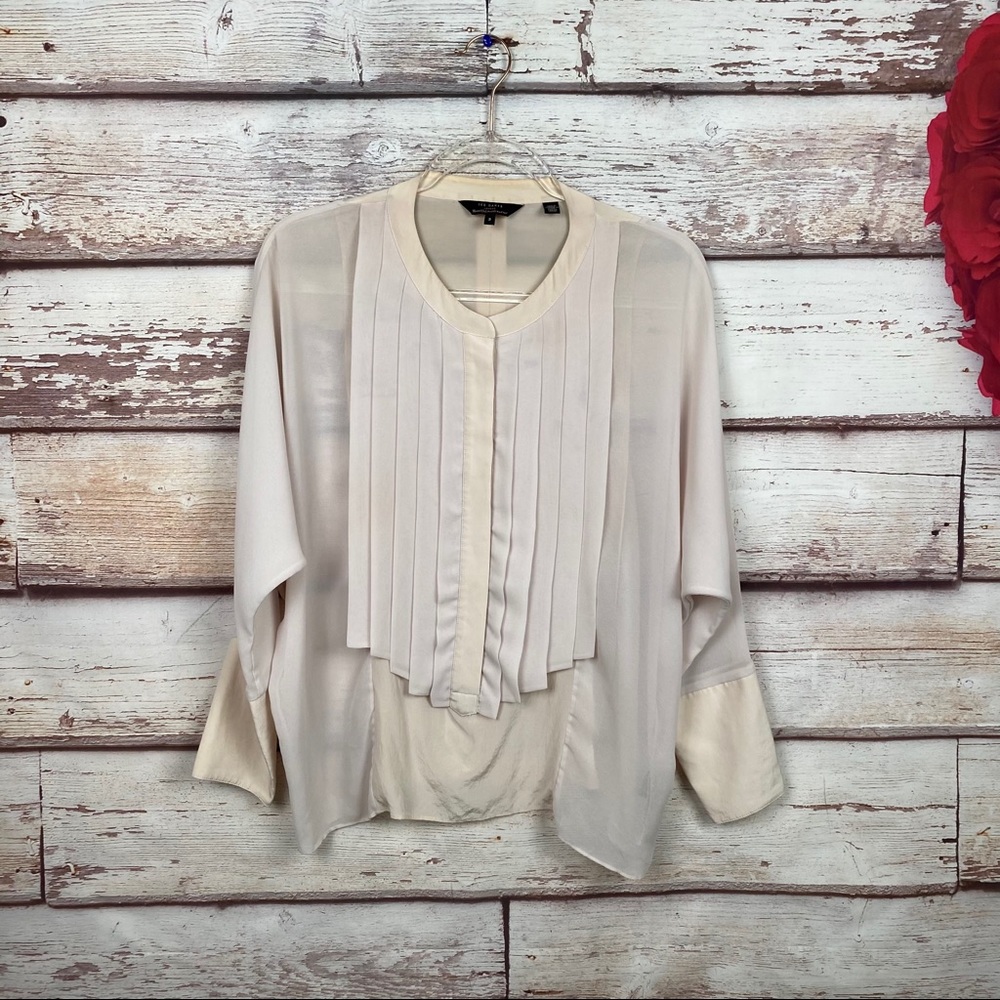 Ted Baker London pleated pink collar blouse